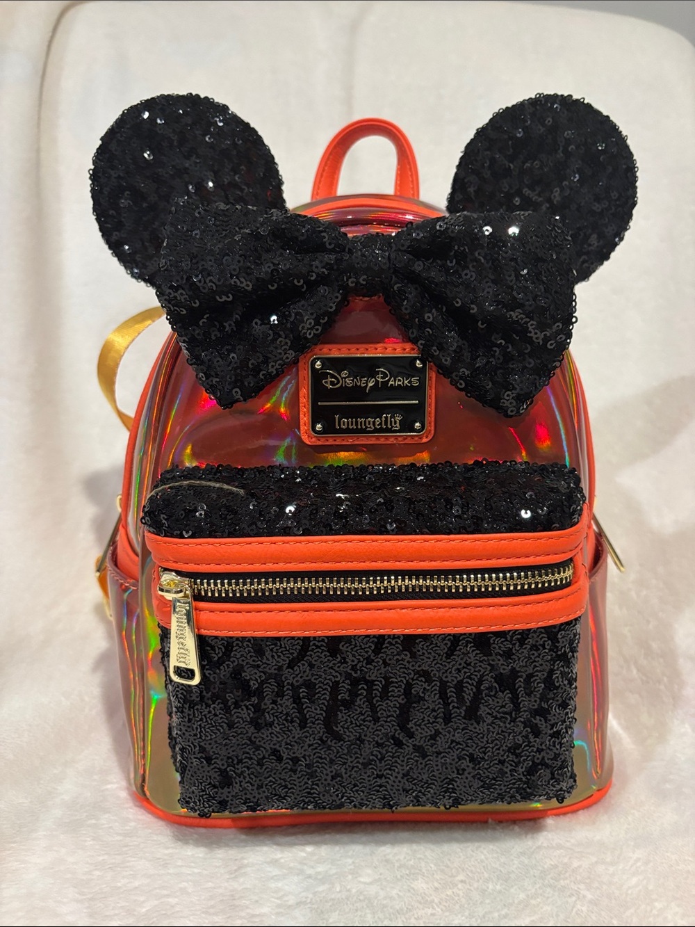 Disney Parks Loungefly Minnie Halloween Sequin Mini Backpack NWT